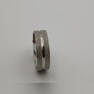 Stainless Steel Silver Textured Band Ring Unisex Size 10.25 Modern